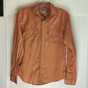 Cinch Western Shirt Girls Youth 14 XL Orange Geometric Snap Button Cowgirl Retro